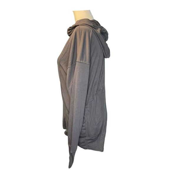 90 Degree by Reflex Funnel Neck Hooded Tee Castlerock Gray Long Sleeve Athletic - Picture 2 of 9